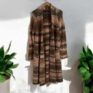 Skull Cashmere Earthy Tones Long Cardigan